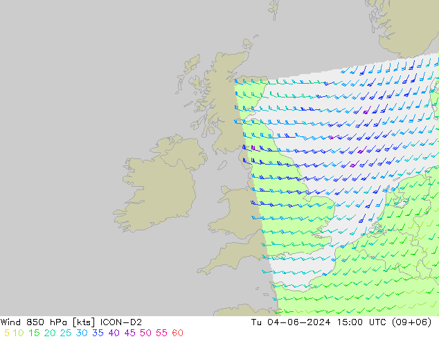 Viento 850 hPa ICON-D2 mar 04.06.2024 15 UTC