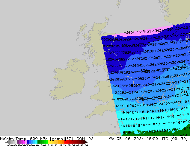 Height/Temp. 500 hPa ICON-D2 St 05.06.2024 15 UTC