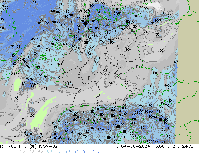 RH 700 hPa ICON-D2 Tu 04.06.2024 15 UTC