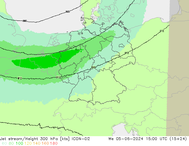 Jet stream ICON-D2 Qua 05.06.2024 15 UTC