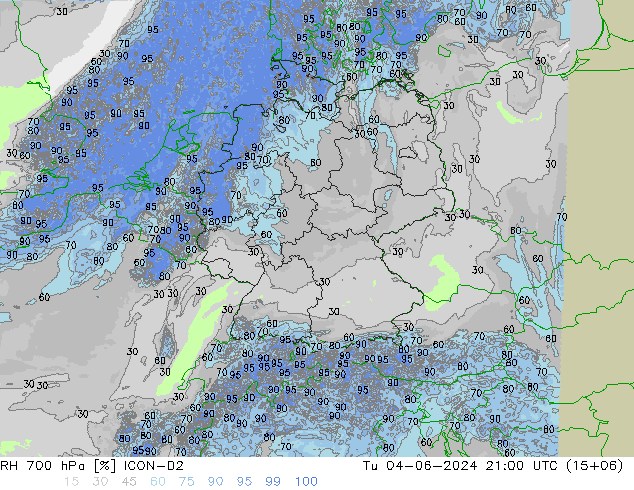 RH 700 hPa ICON-D2 Ter 04.06.2024 21 UTC