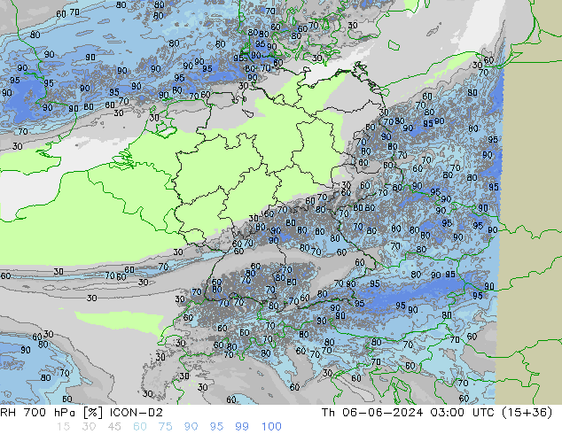 RH 700 hPa ICON-D2  06.06.2024 03 UTC