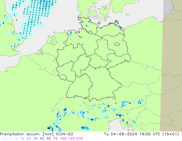 Totale neerslag ICON-D2 di 04.06.2024 16 UTC