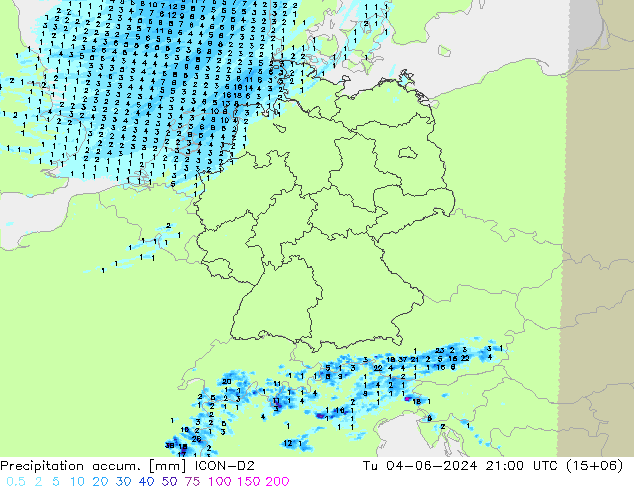 Precipitation accum. ICON-D2 Ter 04.06.2024 21 UTC