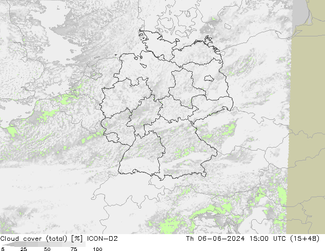 Wolken (gesamt) ICON-D2 Do 06.06.2024 15 UTC