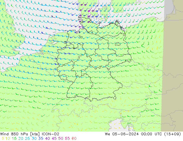 Wind 850 hPa ICON-D2 We 05.06.2024 00 UTC