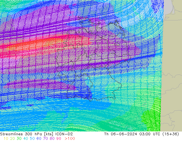 ветер 300 гПа ICON-D2 чт 06.06.2024 03 UTC