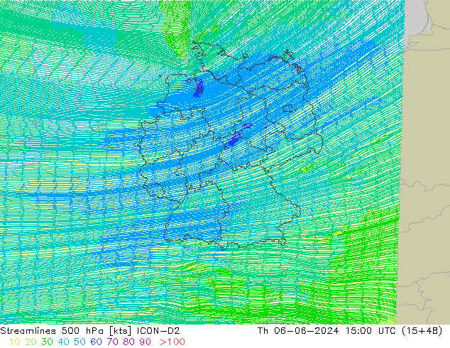 Rüzgar 500 hPa ICON-D2 Per 06.06.2024 15 UTC