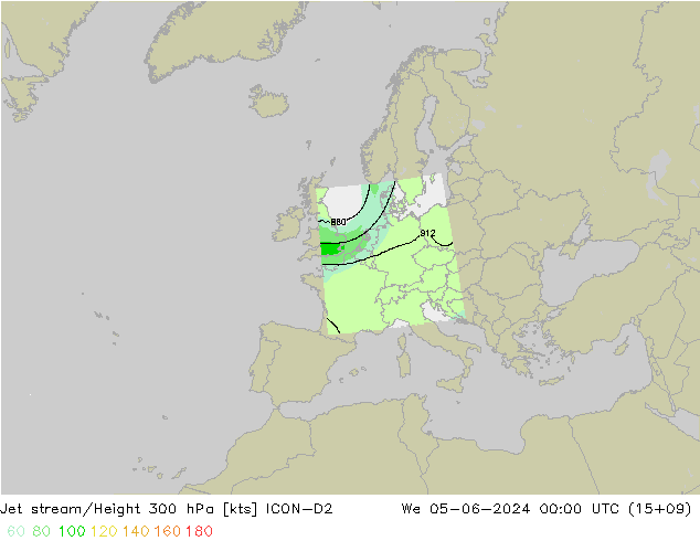 Prąd strumieniowy ICON-D2 śro. 05.06.2024 00 UTC
