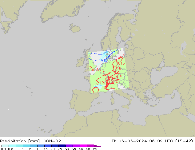 Precipitation ICON-D2 Th 06.06.2024 09 UTC