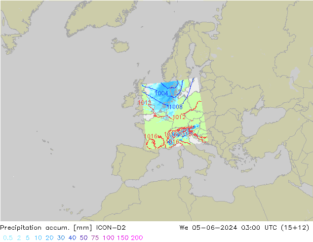 Precipitation accum. ICON-D2 We 05.06.2024 03 UTC