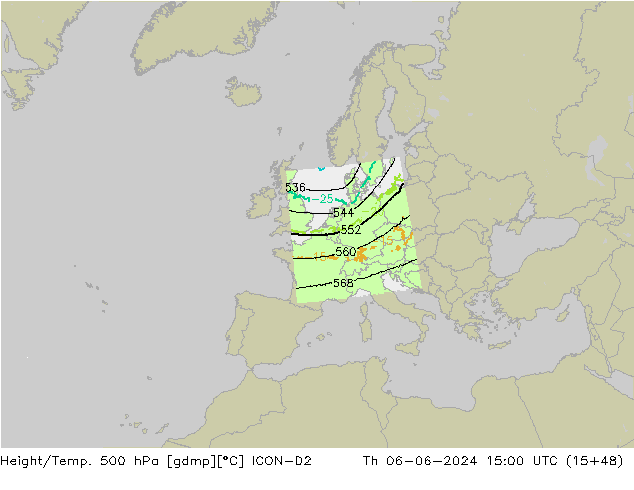 Height/Temp. 500 hPa ICON-D2 Do 06.06.2024 15 UTC