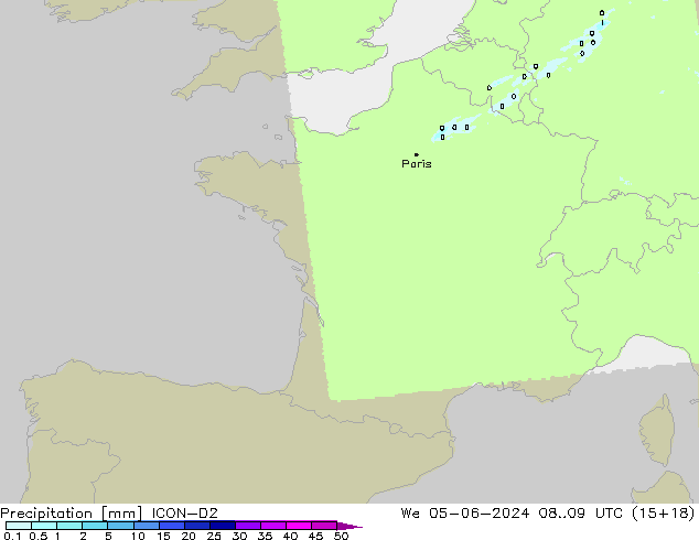 Srážky ICON-D2 St 05.06.2024 09 UTC