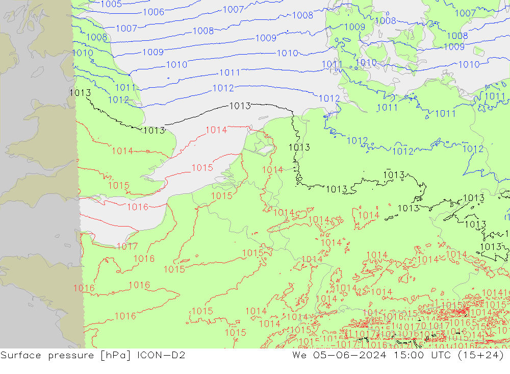 приземное давление ICON-D2 ср 05.06.2024 15 UTC