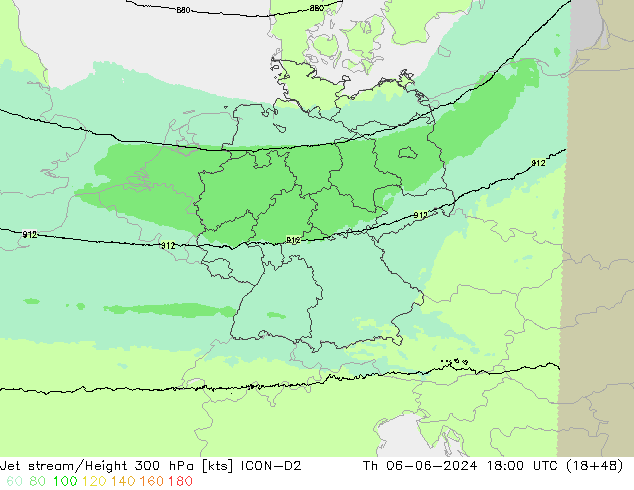 Courant-jet ICON-D2 jeu 06.06.2024 18 UTC