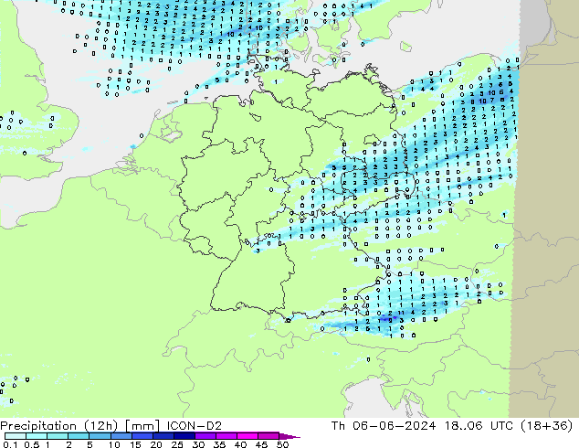 opad (12h) ICON-D2 czw. 06.06.2024 06 UTC