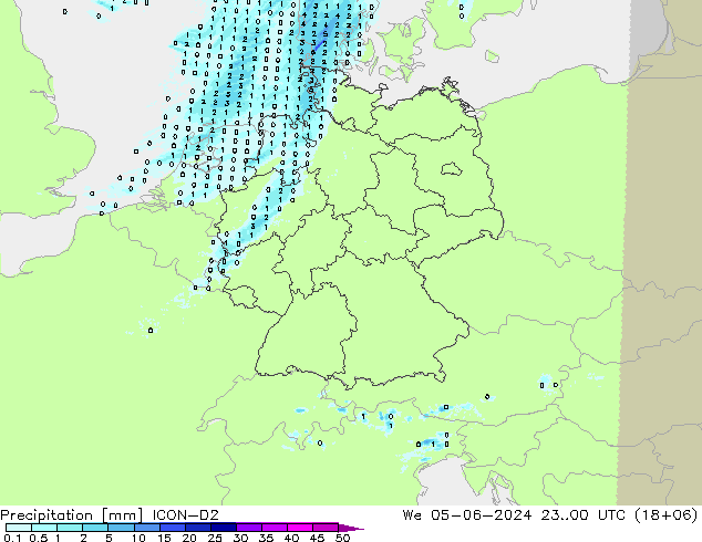 Precipitation ICON-D2 We 05.06.2024 00 UTC