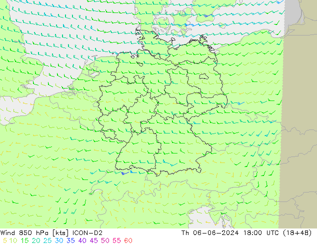  850 hPa ICON-D2  06.06.2024 18 UTC