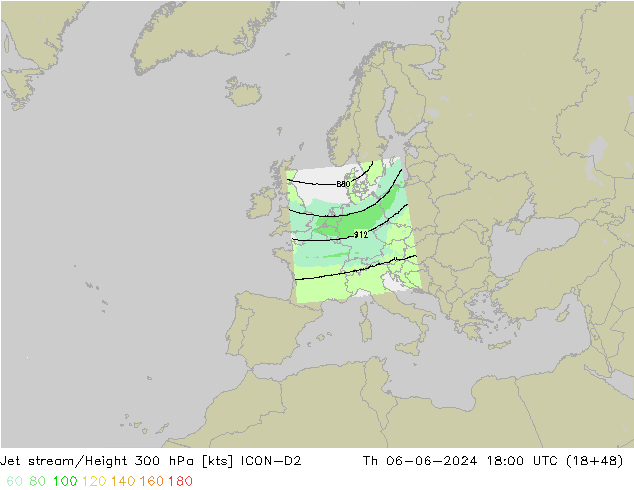 Courant-jet ICON-D2 jeu 06.06.2024 18 UTC