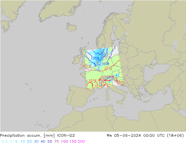 Precipitation accum. ICON-D2 mer 05.06.2024 00 UTC