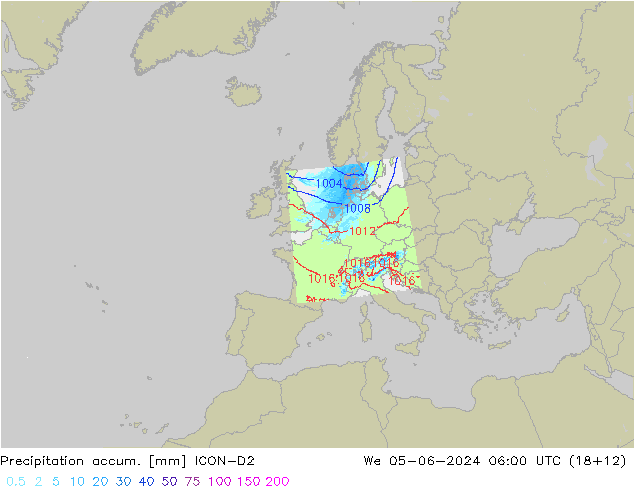 Precipitation accum. ICON-D2 śro. 05.06.2024 06 UTC