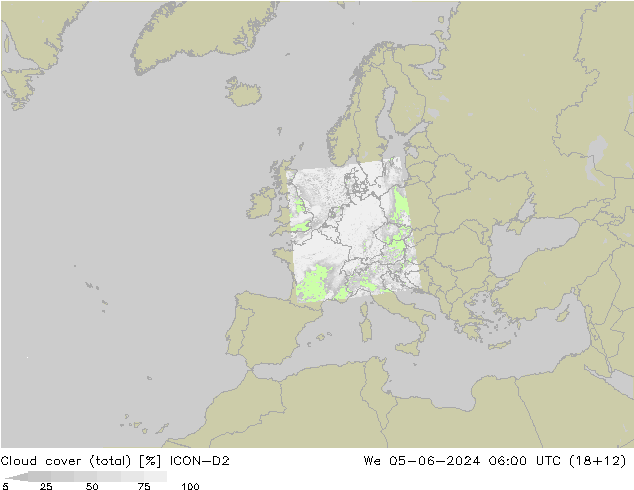 Bulutlar (toplam) ICON-D2 Çar 05.06.2024 06 UTC