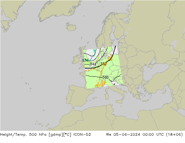 Height/Temp. 500 hPa ICON-D2 We 05.06.2024 00 UTC