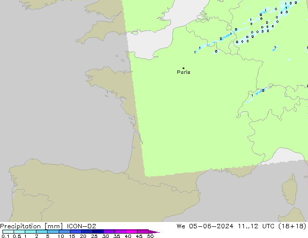 Precipitation ICON-D2 We 05.06.2024 12 UTC