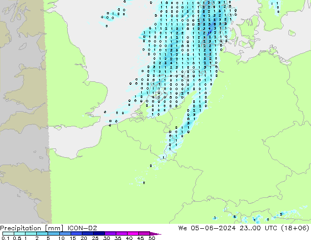 Niederschlag ICON-D2 Mi 05.06.2024 00 UTC