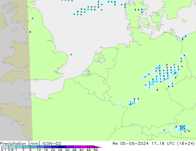 Précipitation ICON-D2 mer 05.06.2024 18 UTC