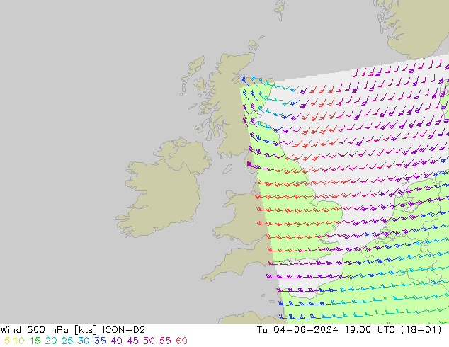 Vento 500 hPa ICON-D2 mar 04.06.2024 19 UTC