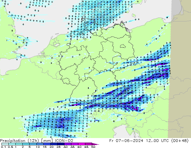 Nied. akkumuliert (12Std) ICON-D2 Fr 07.06.2024 00 UTC