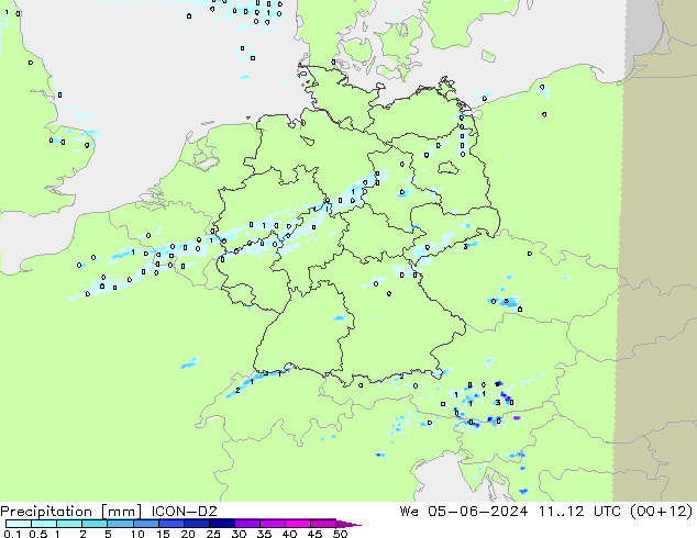 Precipitation ICON-D2 We 05.06.2024 12 UTC