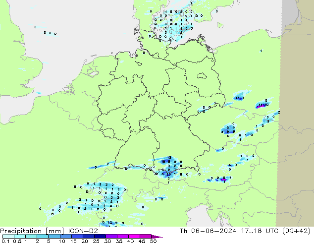 Precipitation ICON-D2 Th 06.06.2024 18 UTC