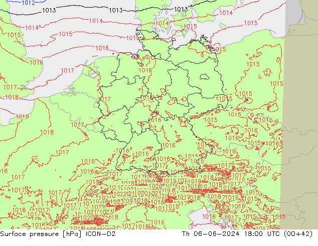 ciśnienie ICON-D2 czw. 06.06.2024 18 UTC