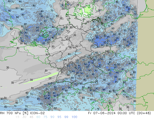 700 hPa Nispi Nem ICON-D2 Cu 07.06.2024 00 UTC