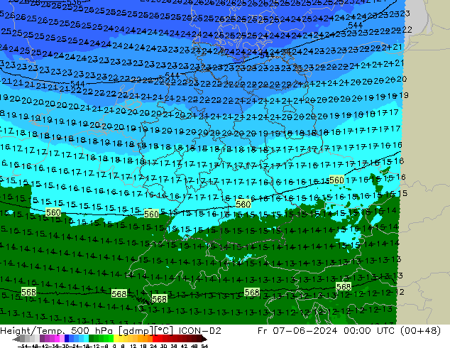 Height/Temp. 500 hPa ICON-D2 Pá 07.06.2024 00 UTC