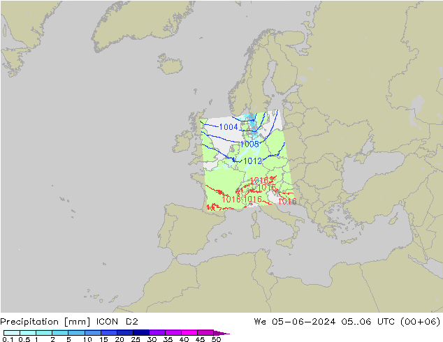 Precipitación ICON-D2 mié 05.06.2024 06 UTC