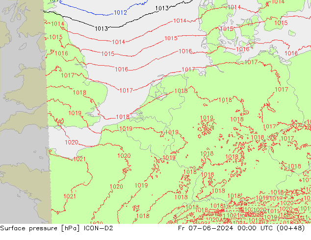 Yer basıncı ICON-D2 Cu 07.06.2024 00 UTC