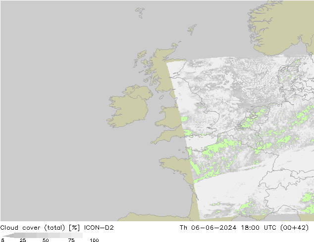 Bulutlar (toplam) ICON-D2 Per 06.06.2024 18 UTC