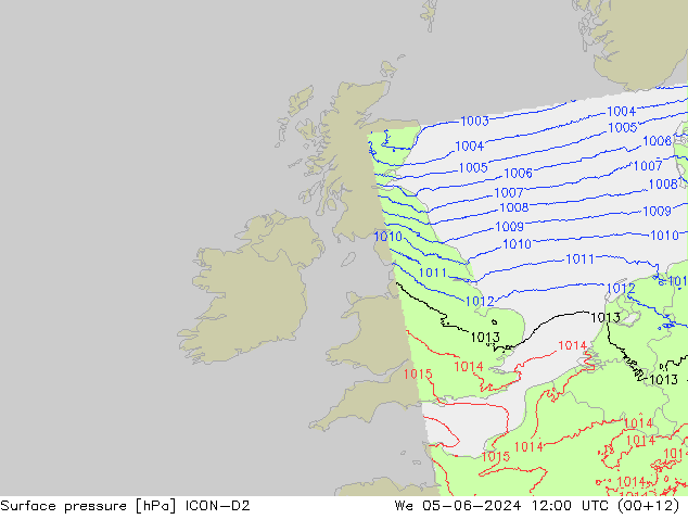 Yer basıncı ICON-D2 Çar 05.06.2024 12 UTC