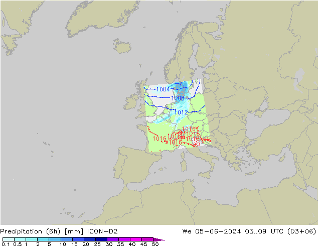 Nied. akkumuliert (6Std) ICON-D2 Mi 05.06.2024 09 UTC