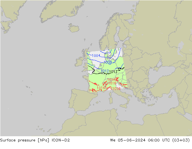 ciśnienie ICON-D2 śro. 05.06.2024 06 UTC