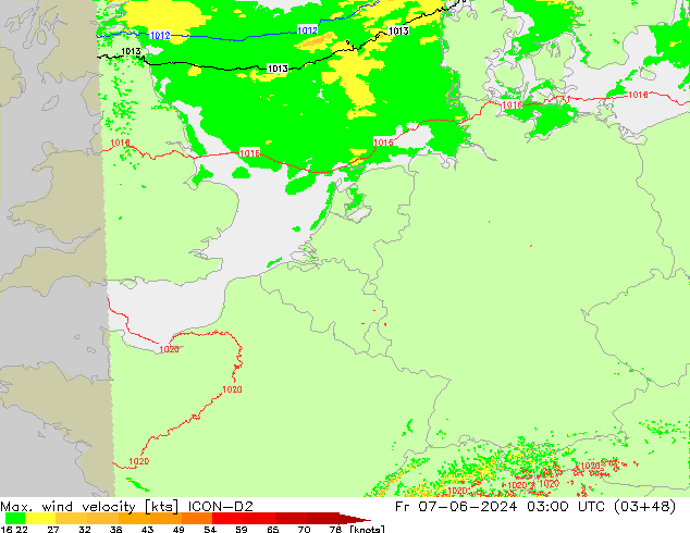 Windböen ICON-D2 Fr 07.06.2024 03 UTC