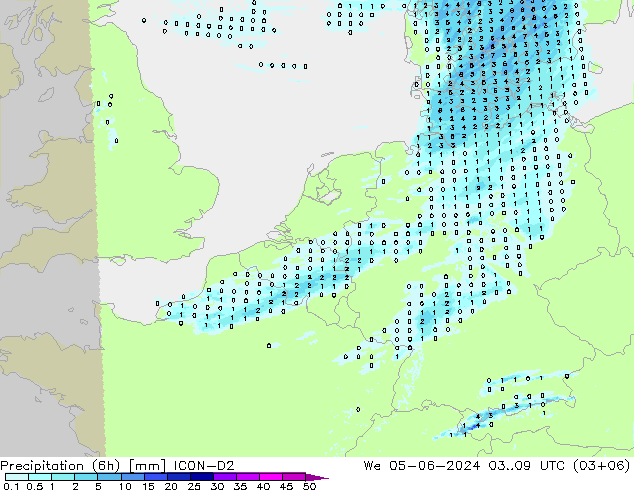 Nied. akkumuliert (6Std) ICON-D2 Mi 05.06.2024 09 UTC