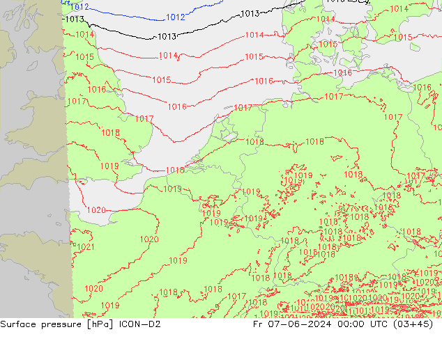 Luchtdruk (Grond) ICON-D2 vr 07.06.2024 00 UTC