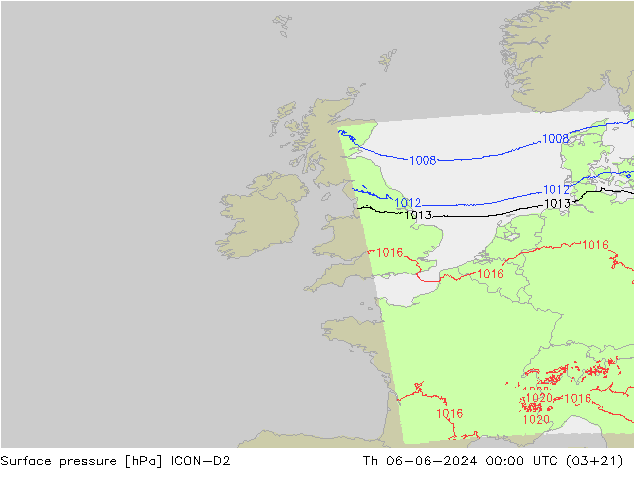 приземное давление ICON-D2 чт 06.06.2024 00 UTC