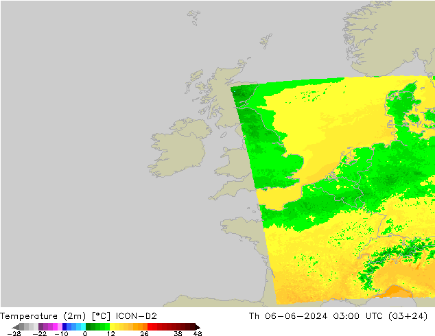 Sıcaklık Haritası (2m) ICON-D2 Per 06.06.2024 03 UTC