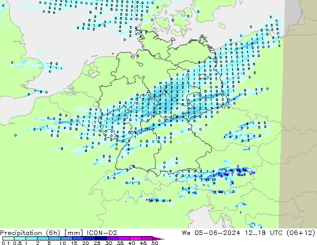 Nied. akkumuliert (6Std) ICON-D2 Mi 05.06.2024 18 UTC