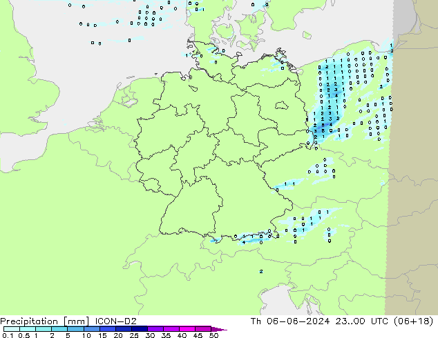 Precipitation ICON-D2 Th 06.06.2024 00 UTC